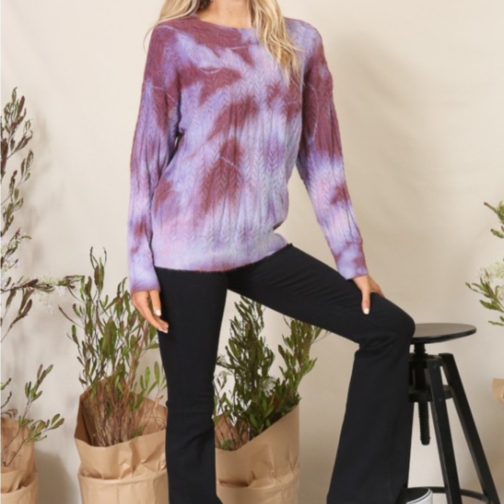 Lumiere Purple Tie Dye Women's Sweater - Picture 6 of 7